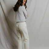 Parker Jersey Top - Driftwood / White Stripe