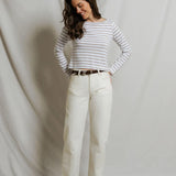 Parker Jersey Top - Driftwood / White Stripe