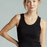 Daisy Ribbed Tank - True Black
