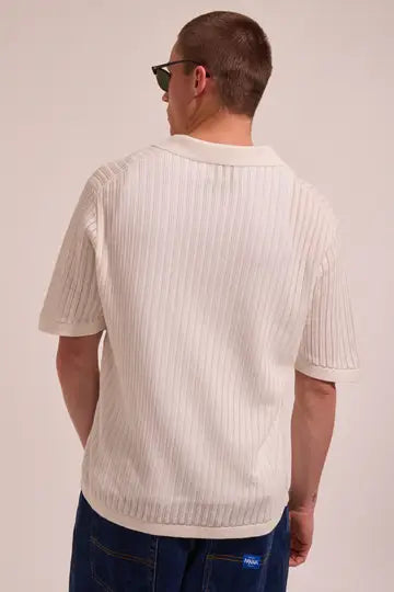 Relaxed Knit SS Polo - Natural