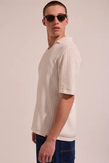 Relaxed Knit SS Polo - Natural