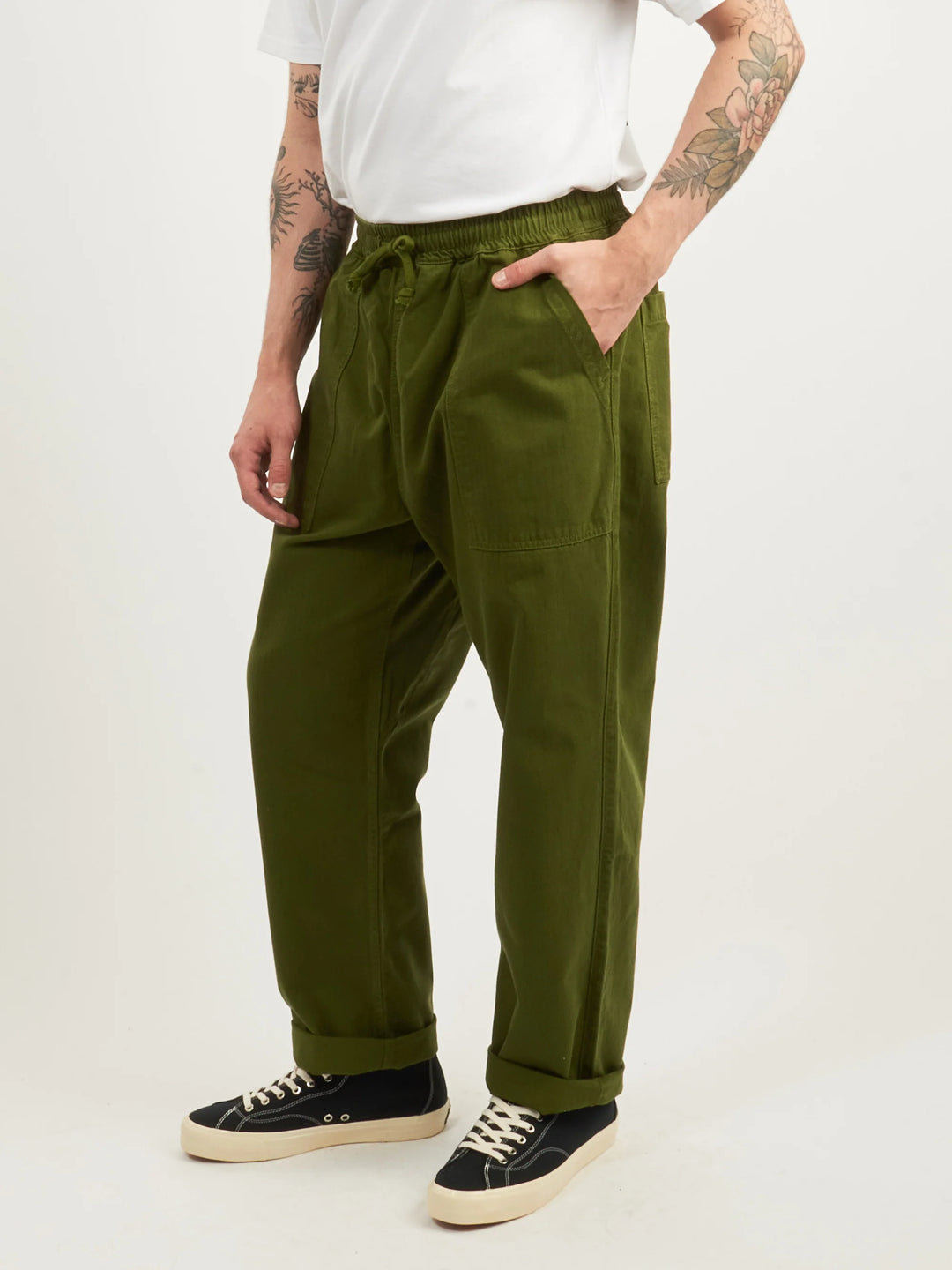 Herringbone Chef Pant - Pesto