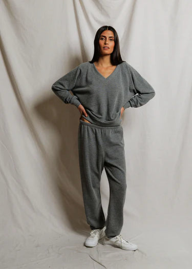 Sinead V Neck Sweatshirt - Dark Heather Grey