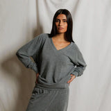 Sinead V Neck Sweatshirt - Dark Heather Grey