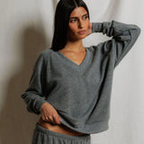 Sinead V Neck Sweatshirt - Dark Heather Grey