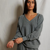 Sinead V Neck Sweatshirt - Dark Heather Grey
