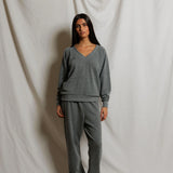 Sinead V Neck Sweatshirt - Dark Heather Grey