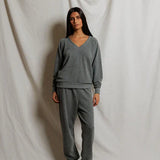 Sinead V Neck Sweatshirt - Dark Heather Grey