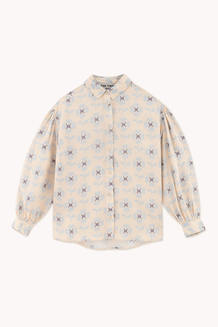 Cross Stitch Flower Shirt - Light Cream