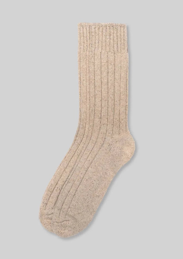 Wool Silk Boot Socks - Oatmeal