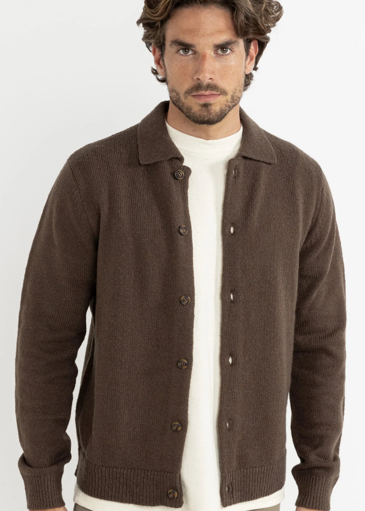 Mohair Button Up Knit - Chocolate