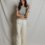 Vivian Cotton Tee - Natural / Black