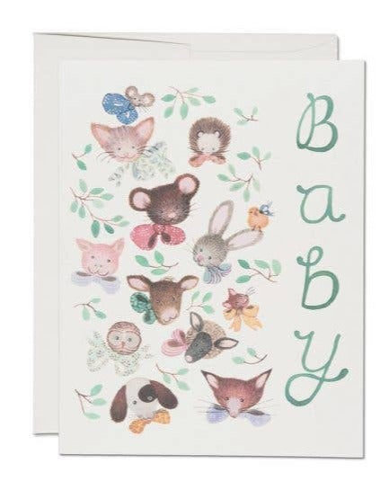 Pink Noses Baby Card