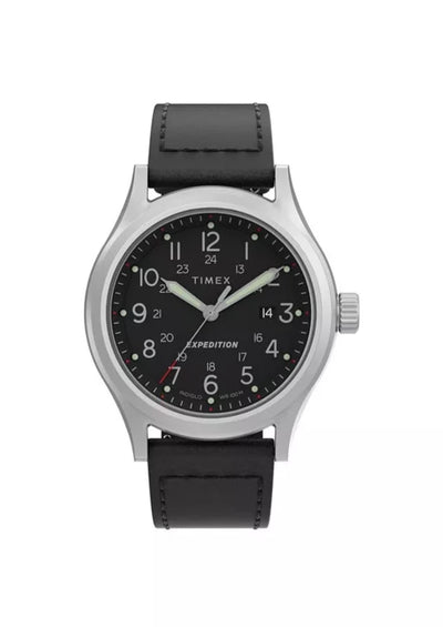 Expedition Sierra 41mm Leather Strap Watch - Black