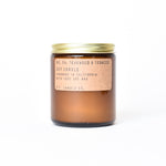 Candle in amber glass vessel