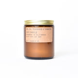 Candle in amber glass vessel