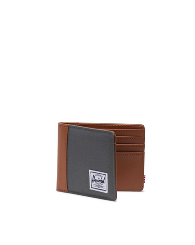 Grey and leather bi-fold wallet
