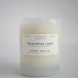 Candle in frosted glass vessel