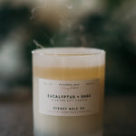 Candle in frosted glass vessel