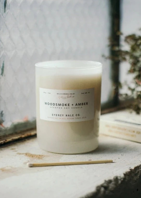 White frosted glass candle