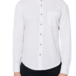Male model wearing white button down shirt